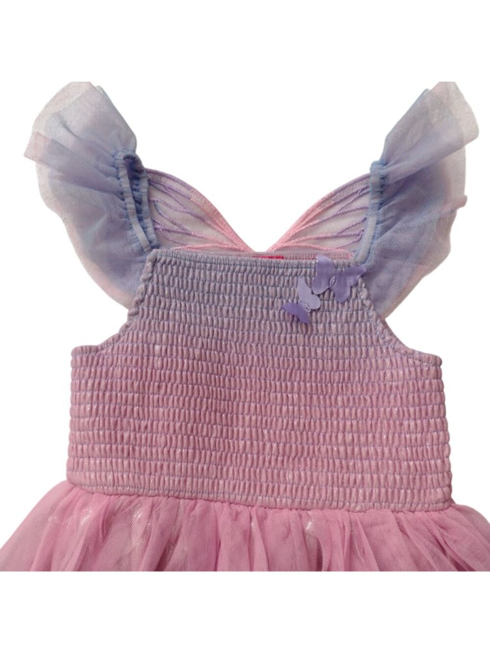 Zunie Girls Pink Purple Butterfly Dress Sz 6 Tulle Ombre Layers Party Dress - Picture 3 of 10